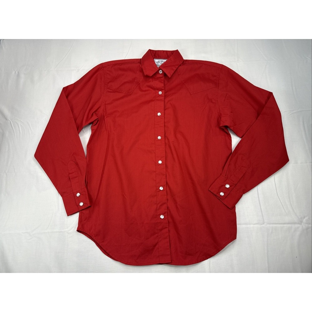 VTG Y2K‎ Side Saddle Red Pearl Snap Western Shirt Women Farm Work Chore Sz S NWT